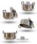 The stainless steel cooking pot in a classic shape. It is a utensil that is used in the kitchen.