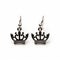 Stainless Steel Crown Earrings With Sterling Silver Highlights
