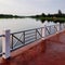 Stainless steel fence against riverside