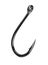Stainless steel fishing hook close up on white