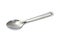 Stainless steel glossy metal kitchen spoon isolated over the white background