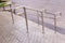 Stainless steel handrails are installed on the walls and steps.steel handrail.assistance for people with limited