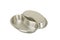 Stainless steel kidney-shaped bowl placed supine and upside isolated