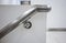 Stainless steel ladder handle. Detail of handrails and joint on