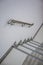 Stainless steel ladder handle. Detail of handrails and joint on