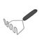 Stainless steel potato masher with black handle, 3D illustration
