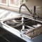 Stainless steel shiny perfectly clean sink for kitchen