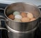 Stainless Steel Steaming Tower Full of Chicken Eggs of Various Colors