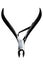 Stainless steel two-pronged dead skin scissor cuticle close.