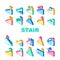 Stair And Achievement Collection Icons Set Vector