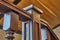 Stair pillar close-up. Wooden railing of classic staircase in modern house