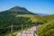 Staircase for access to mountain pariou in Puy de DÃ´me volcano in Auvergne france