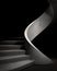 Staircase in a dark hall, a Game of light and shadows. 3d