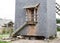 Staircase with door and entrance in an old wooden mill, traditional