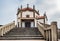 Staircase and facade of the ancient and famous pagan Chapel of Senhor da Pedra converted to Christianity on Miramar beach PORTUGAL