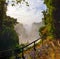 Staircase going to the Victoria Falls on Zambezi River in Zimbabwe