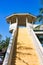 Staircase with a hotel veranda up