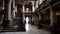 Staircase leads to altar of ancient cathedral generated by AI