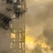 Staircase of Power Plant veiled with steam in Utah