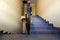 Staircase in residential building. Interior with stairs railing