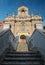 Staircase to historical baroque church of the Carmelites. Bilshivtsi, Ivano-Frankivsk region, Ukraine