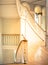 Staircase with wooden handrail. interior design, classic architecture