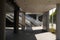 Staircases made of concrete and covered and illuminated open-air walkways