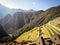 Stairs of the agricultural zone in Machu Picchu, Peru.