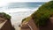 Stairs, beach access in California USA. Coastal stairway, pacific ocean. Sunny day, empty staircase.