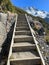 The stairs climbing up the steep Sealy Tarns track often called the stairway to heaven