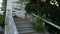 Stairs, columns and balusters in the old crumbling pavilion. Park VDNKh, Moscow.