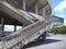 Stairs and concrete structure of old strahov stadion in prague