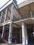 Stairs and concrete structure of old strahov stadion in prague