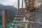 Stairs in the Congost de Mont-rebei gorge in Catalonia, Spain in summer 2020