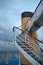 The stairs on the deck of a cruise ship