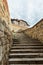 Stairs and fortress wall ruins at Kalemegdan fortress in Belgrade