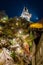 Stairs at Grazer Schlossberg leading up to famous clock tower, Graz, Styria, Austria