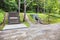 The stairs, green grasses and trees in mount royal park in Montreal, Canada