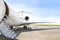 Stairs with jet engine on a private airplane - Bombardier