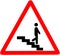 Stairs ladder steps warning security road sign. Red warning symbol sign on white background