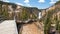 Stairs leading down to view of the Lower Falls in the Grand Canyon of the Yellowstone River in Yellowstone National Park in USA