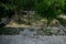 Stairs leading into Maya ruin arena at `Cahal Pech` in San Ignacio, Belize