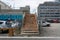 Stairs leading nowhere, remains of a building destroyed by the 2011 earthquake, Christchurch in New Zealand