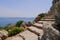 Stairs leading to Talaia d'Albercutx watchtower, close to Cap de Formentor. Majorca, Spain.