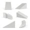 Stairs modern. 3d white architectural objects for interior space up and down steps vector templates