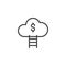 Stairs in money cloud outline icon