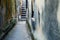 Stairs and narrow street, dangerous back alley