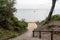 Stairs path access in sand dune beach in Vendee on Noirmoutier Island in France