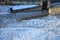 Stairs and ramps for wheelchairs made of good-looking concrete. stone surfaces of paving and stairs illuminated by the sun. Rusted