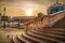 Stairs of Scalzi Bridge during Sunset in Venice, Italy